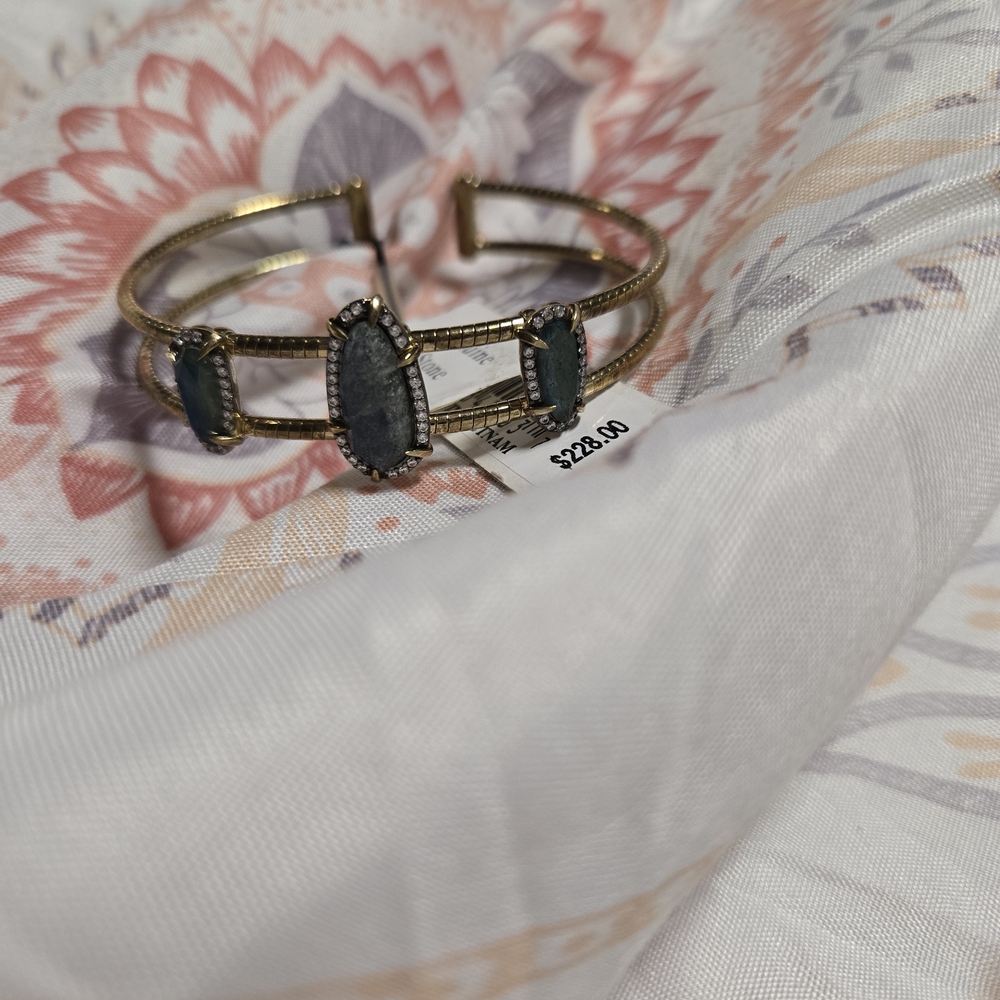 Nadri Gold Bracelet with Dark Blue Stones